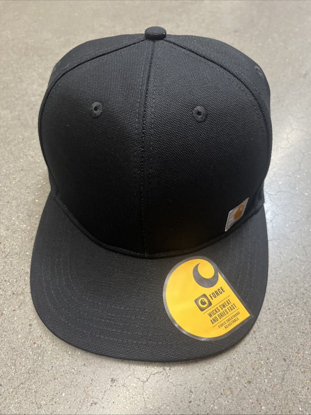 CARHARTT Force Men's Black Adjustable Firm Duck Flat Brim Cap Hat One Size